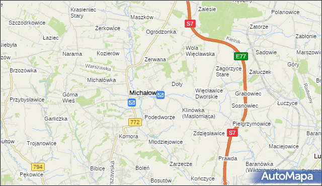 mapa Masłomiąca, Masłomiąca na mapie Targeo