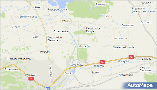 mapa Michalów gmina Sułów, Michalów gmina Sułów na mapie Targeo