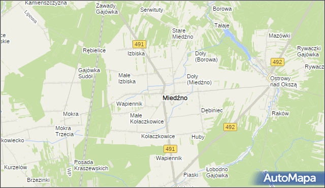 mapa Miedźno powiat kłobucki, Miedźno powiat kłobucki na mapie Targeo