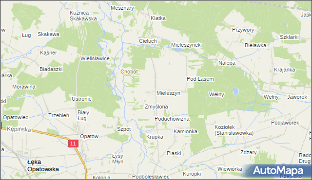 mapa Mieleszyn gmina Bolesławiec, Mieleszyn gmina Bolesławiec na mapie Targeo