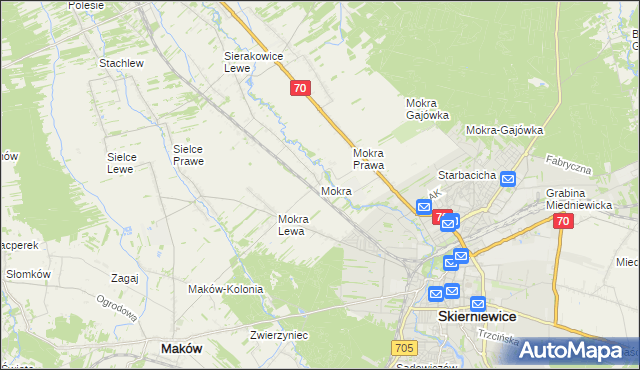 mapa Mokra gmina Skierniewice, Mokra gmina Skierniewice na mapie Targeo