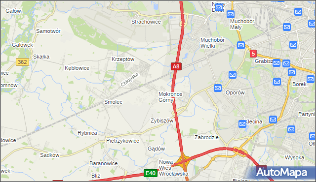 mapa Mokronos Górny, Mokronos Górny na mapie Targeo