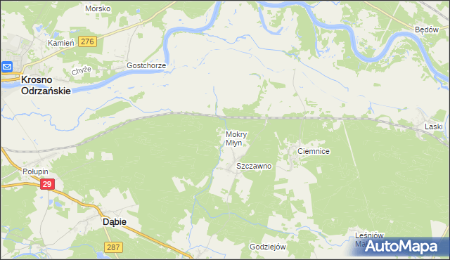 mapa Mokry Młyn, Mokry Młyn na mapie Targeo