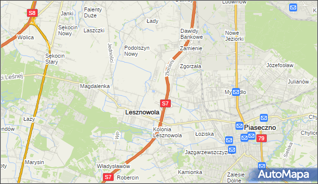 mapa Nowa Wola gmina Lesznowola, Nowa Wola gmina Lesznowola na mapie Targeo