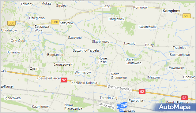 mapa Nowe Paski, Nowe Paski na mapie Targeo