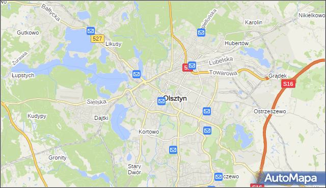 mapa Olsztyna, Olsztyn na mapie Targeo