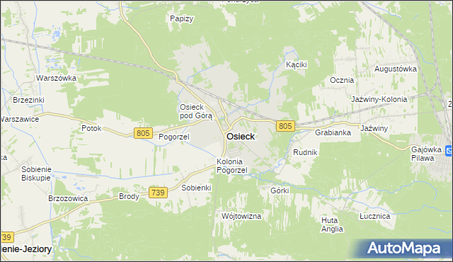 mapa Osieck, Osieck na mapie Targeo