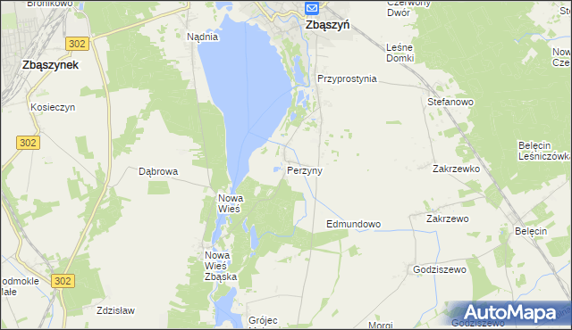 mapa Perzyny gmina Zbąszyń, Perzyny gmina Zbąszyń na mapie Targeo