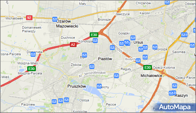 mapa Piastów powiat pruszkowski, Piastów powiat pruszkowski na mapie Targeo