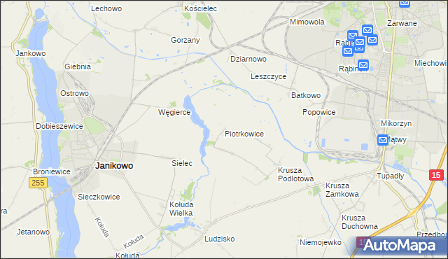 mapa Piotrkowice gmina Inowrocław, Piotrkowice gmina Inowrocław na mapie Targeo