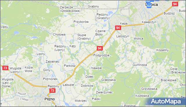 mapa Podgrodzie gmina Dębica, Podgrodzie gmina Dębica na mapie Targeo