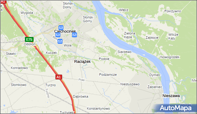 mapa Podole gmina Raciążek, Podole gmina Raciążek na mapie Targeo