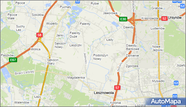 mapa Podolszyn Nowy, Podolszyn Nowy na mapie Targeo