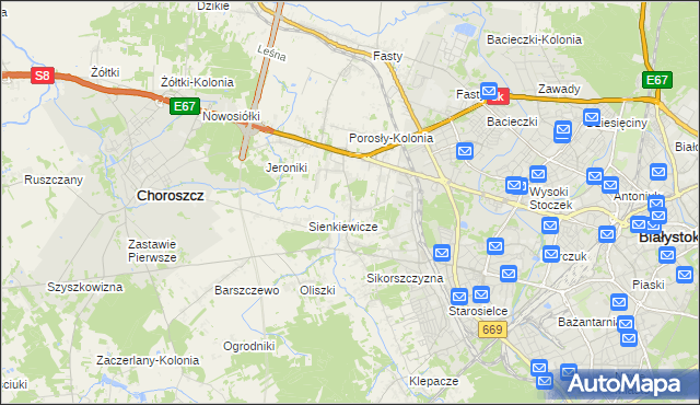 mapa Porosły, Porosły na mapie Targeo