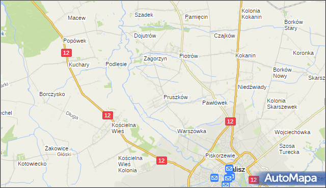 mapa Pruszków gmina Blizanów, Pruszków gmina Blizanów na mapie Targeo