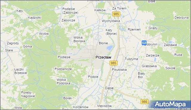 mapa Przecław powiat mielecki, Przecław powiat mielecki na mapie Targeo