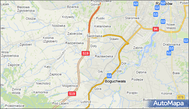 mapa Racławówka, Racławówka na mapie Targeo