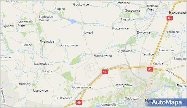 mapa Radzikowice, Radzikowice na mapie Targeo