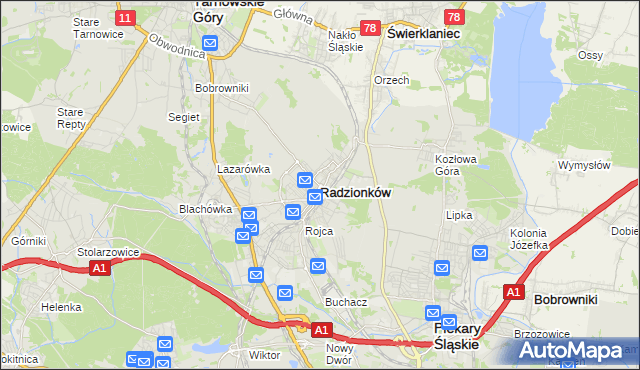 mapa Radzionków, Radzionków na mapie Targeo