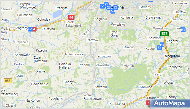 mapa Radziszów, Radziszów na mapie Targeo