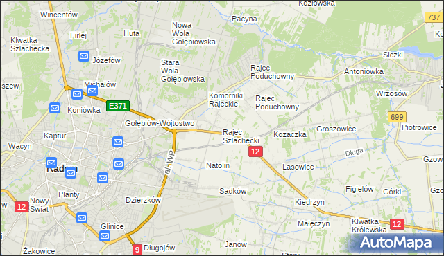 mapa Rajec Szlachecki, Rajec Szlachecki na mapie Targeo