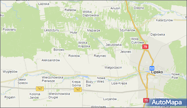 mapa Ratyniec, Ratyniec na mapie Targeo