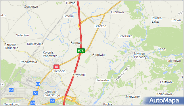 mapa Rogówko gmina Lubicz, Rogówko gmina Lubicz na mapie Targeo