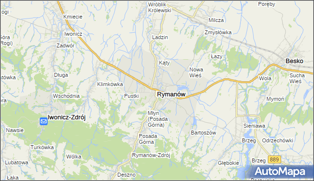 mapa Rymanów, Rymanów na mapie Targeo