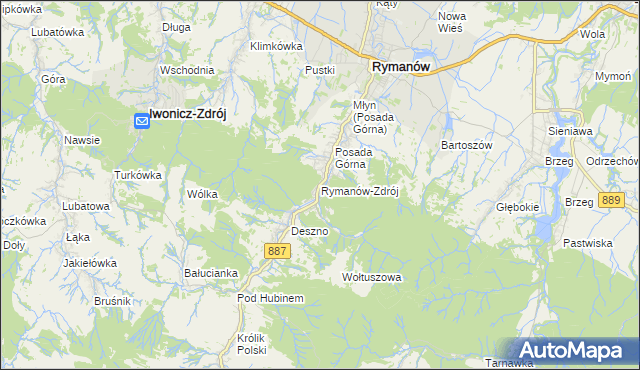 mapa Rymanów-Zdrój, Rymanów-Zdrój na mapie Targeo