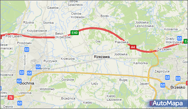 mapa Rzezawa, Rzezawa na mapie Targeo
