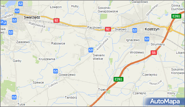 mapa Siekierki Wielkie, Siekierki Wielkie na mapie Targeo