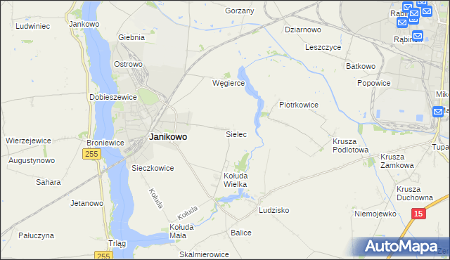 mapa Sielec gmina Janikowo, Sielec gmina Janikowo na mapie Targeo