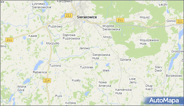 mapa Sierakowska Huta, Sierakowska Huta na mapie Targeo