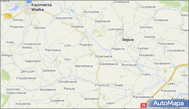 mapa Stojanowice, Stojanowice na mapie Targeo