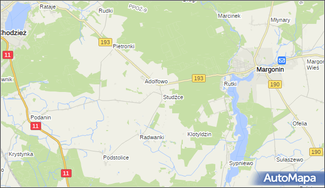 mapa Studźce, Studźce na mapie Targeo