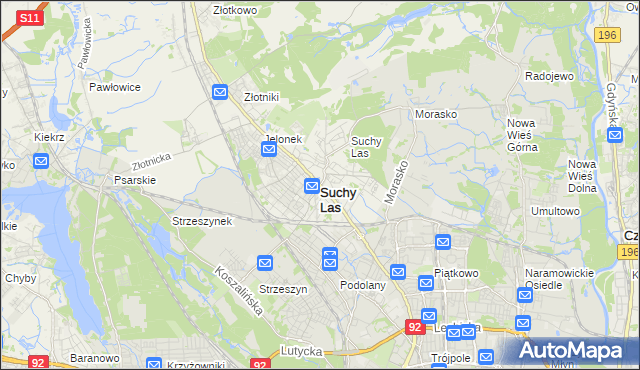 mapa Suchy Las powiat poznański, Suchy Las powiat poznański na mapie Targeo