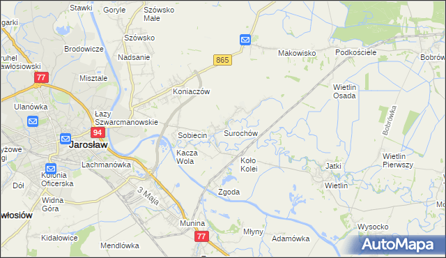 mapa Surochów, Surochów na mapie Targeo