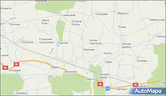 mapa Świnków gmina Krotoszyn, Świnków gmina Krotoszyn na mapie Targeo