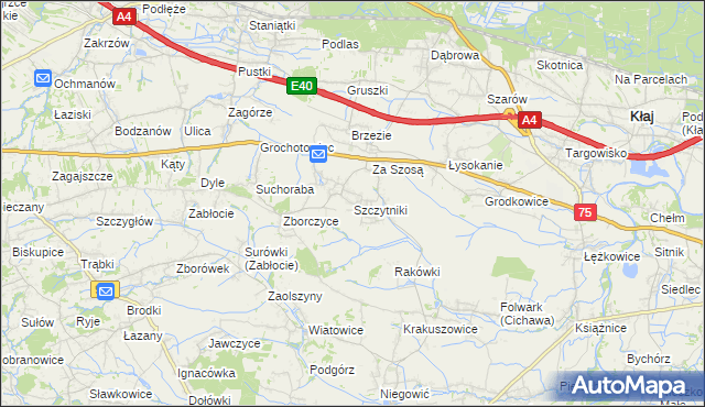 mapa Szczytniki gmina Gdów, Szczytniki gmina Gdów na mapie Targeo