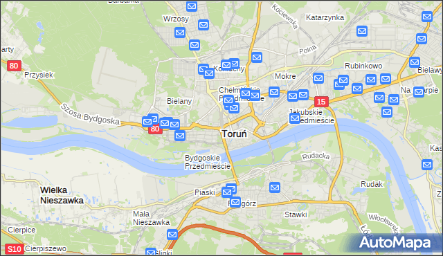 mapa Torunia, Toruń na mapie Targeo