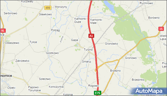mapa Turzno gmina Łysomice, Turzno gmina Łysomice na mapie Targeo