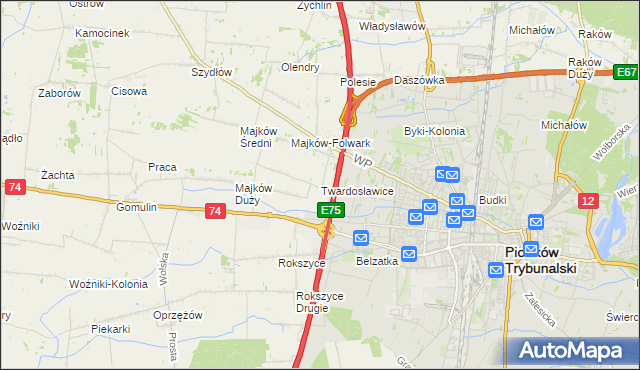 mapa Twardosławice, Twardosławice na mapie Targeo