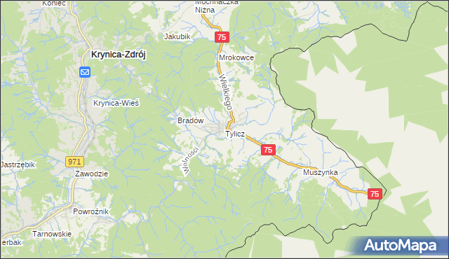 mapa Tylicz, Tylicz na mapie Targeo