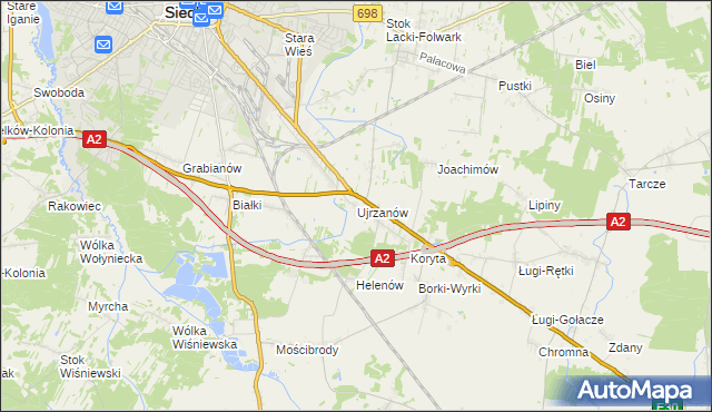 mapa Ujrzanów, Ujrzanów na mapie Targeo