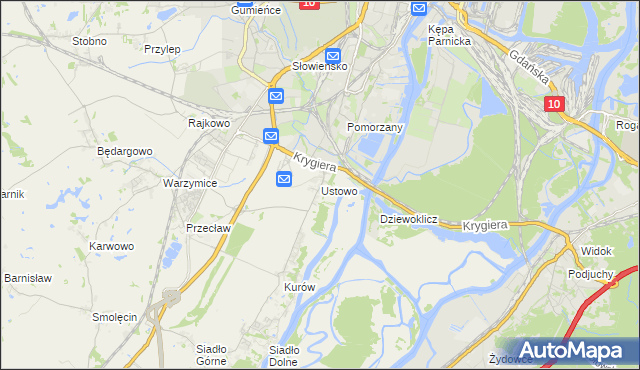 mapa Ustowo, Ustowo na mapie Targeo