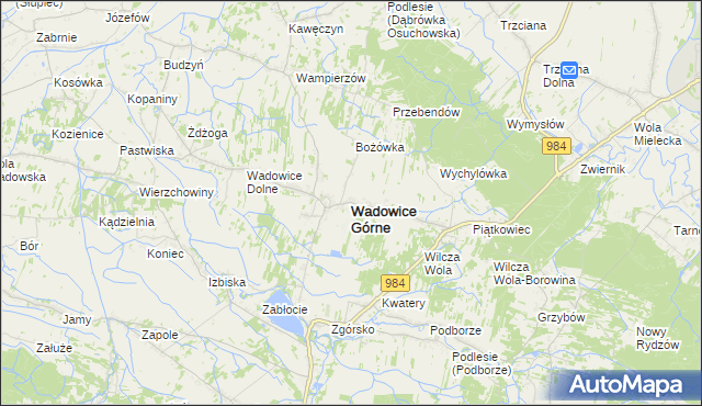 mapa Wadowice Górne, Wadowice Górne na mapie Targeo