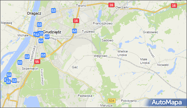 mapa Węgrowo, Węgrowo na mapie Targeo