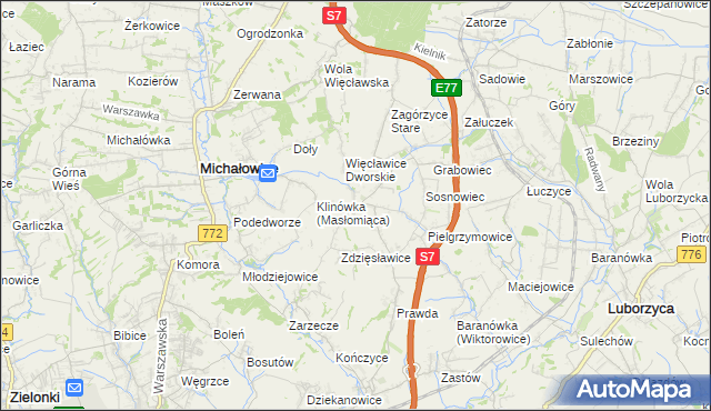 mapa Więcławice Stare, Więcławice Stare na mapie Targeo