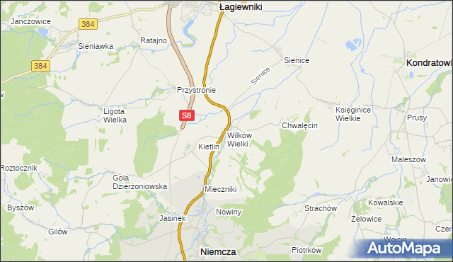 mapa Wilków Wielki, Wilków Wielki na mapie Targeo