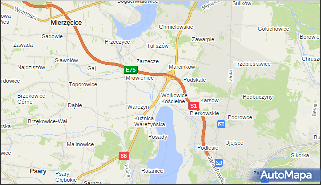 mapa Wojkowice Kościelne, Wojkowice Kościelne na mapie Targeo